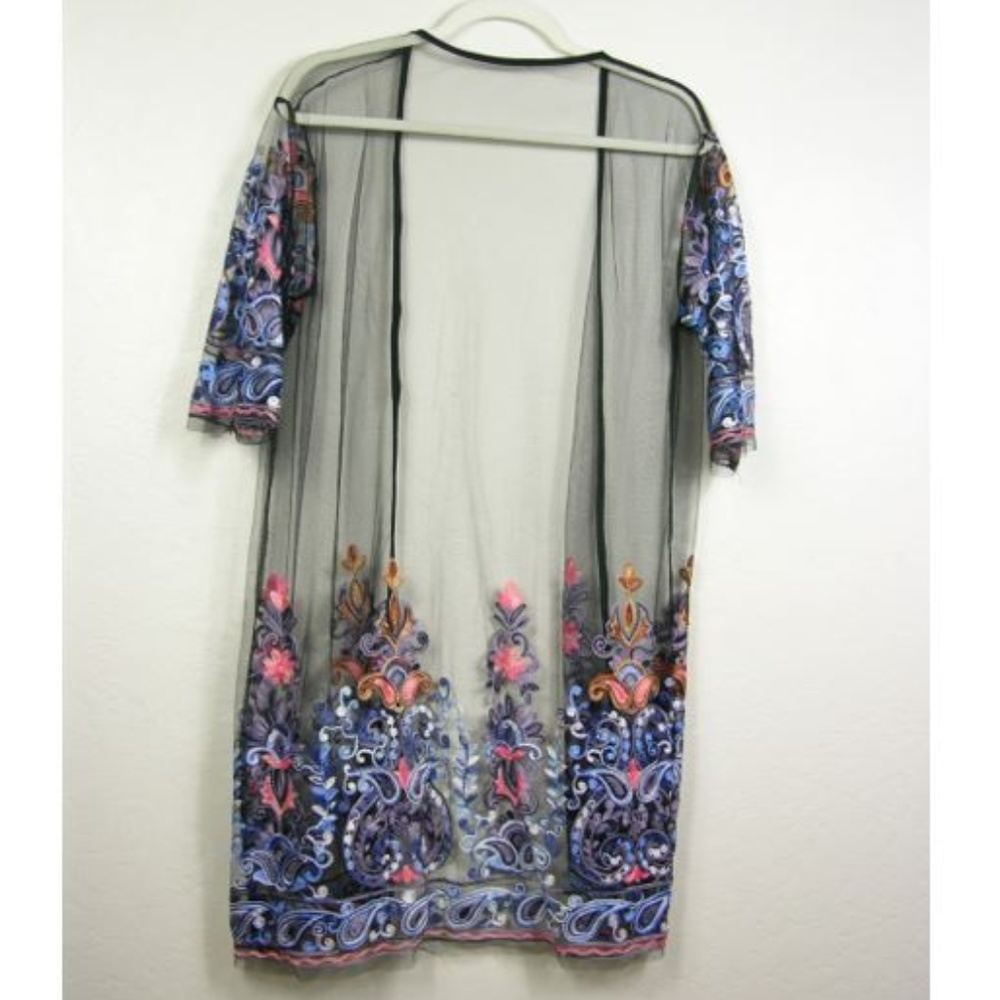 LAST ONE!! Floral Embroidered Mesh Cover Up - Picture 6 of 8